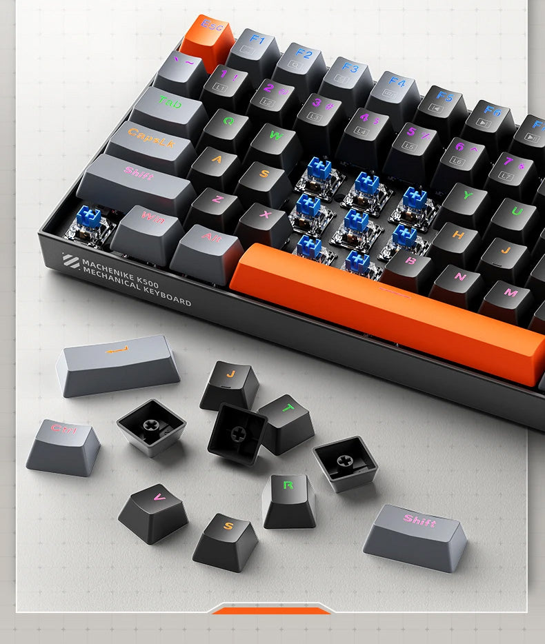 Teclado Mecânico MACHENIKE K500A-B84 – 84 Teclas, Switches Hot-Swap, Retroiluminação, USB-C Teclado Mecânico MACHENIKE K500A-B84 – 84 Teclas, Switches Hot-Swap, Retroiluminação, USB-C